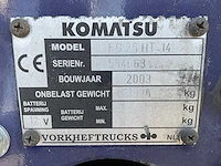2003 komatsu fg25ht-14 vorkheftruck - afbeelding 7 van  15