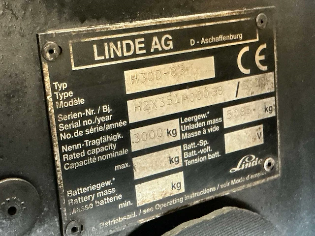 2003 linde h30d-03 vorkheftruck - afbeelding 7 van  15