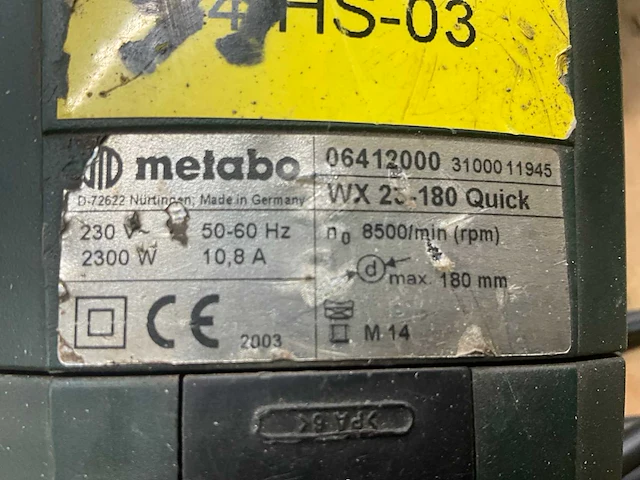 2003 metabo haakse slijpmachine - afbeelding 4 van  4