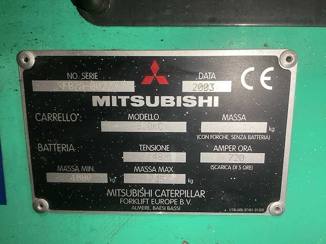 2003 mitsubishi fb20kc vorkheftruck - afbeelding 11 van  11