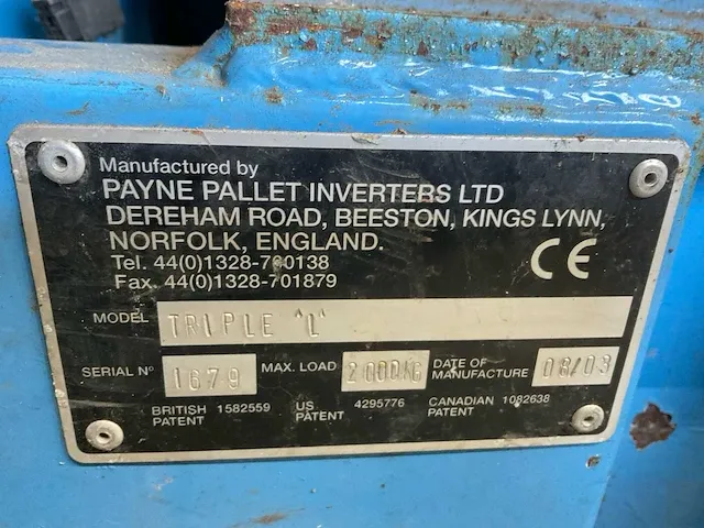 2003 payne triple l palletkantelaar - afbeelding 6 van  6
