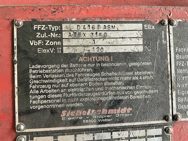 2003 sichelschmidt d416 b asm atex elektrische stapelaar - afbeelding 14 van  14