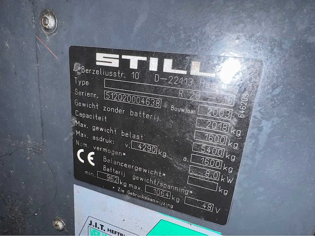 2003 still r 20-16 vorkheftruck - afbeelding 10 van  18