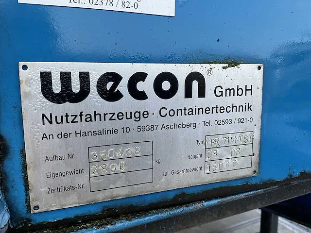 2003 van hool 3b2015 containeroplegger met bdf bak - afbeelding 20 van  27