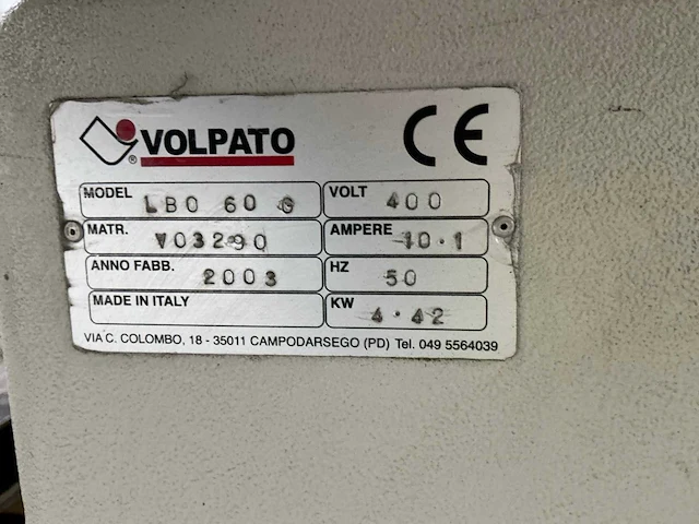 2003 volpato lbo60 0 langebandschuurmachine - afbeelding 6 van  8