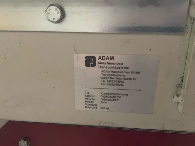 2004 adam maschinenbau kunstofkettenband, ausfrichter mit gutband beweegbare bransportband - afbeelding 15 van  19