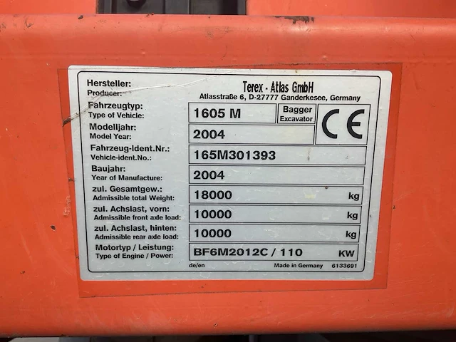 2004 atlas/terex 1605 m midigraafmachine - afbeelding 14 van  21