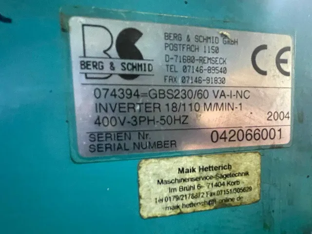 2004 berg & schmid gbs 230 va-1 nc bandzaag automaat - afbeelding 6 van  11