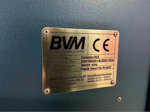 2004 bvm compacta 5022 verpakkingsmachine - afbeelding 9 van  28