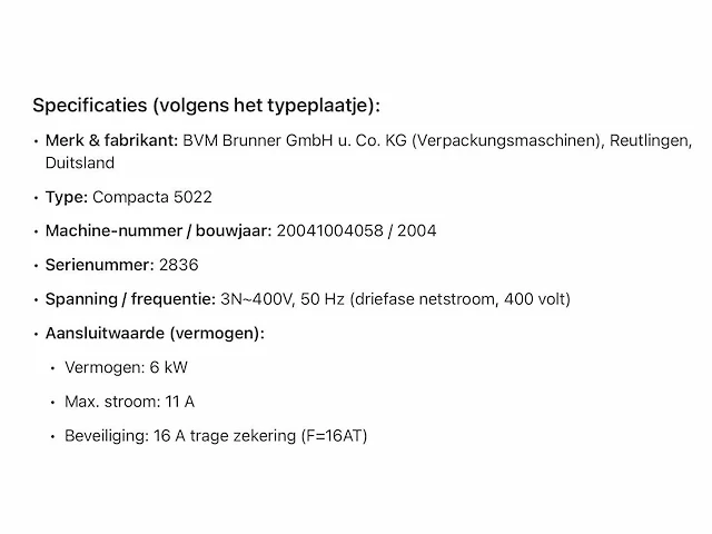 2004 bvm compacta 5022 verpakkingsmachine - afbeelding 15 van  28