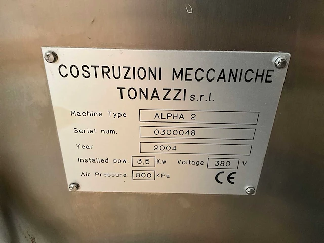 2004 costruzioni meccaniche tonazzi alpha 2 vulmachine - afbeelding 8 van  9