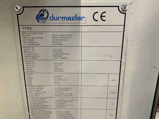 2004 durma hkm 250-6 uithoekschaar - afbeelding 2 van  14