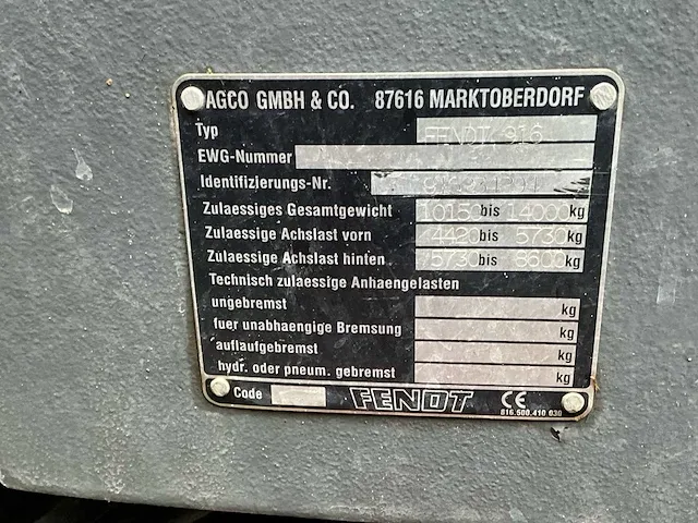 2004 fendt favorit 916 vierwielaangedreven landbouwtractor - afbeelding 21 van  28