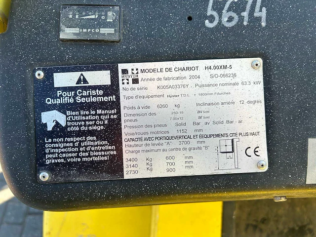 2004 hyster h4.00xm-5 vorkheftruck - afbeelding 5 van  13