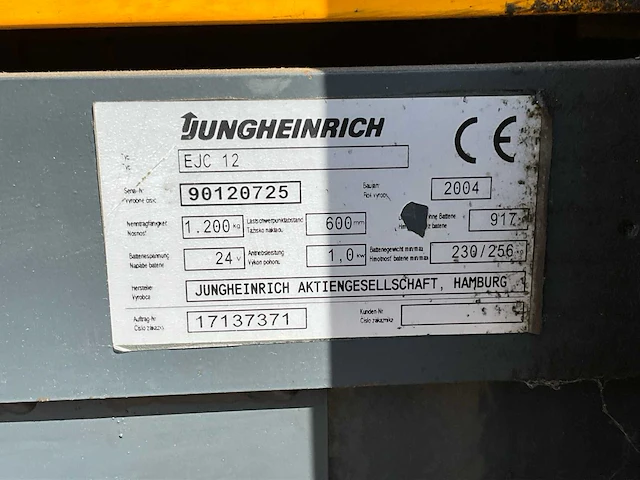 2004 jungheinrich ejc12 stapelaar - afbeelding 9 van  9