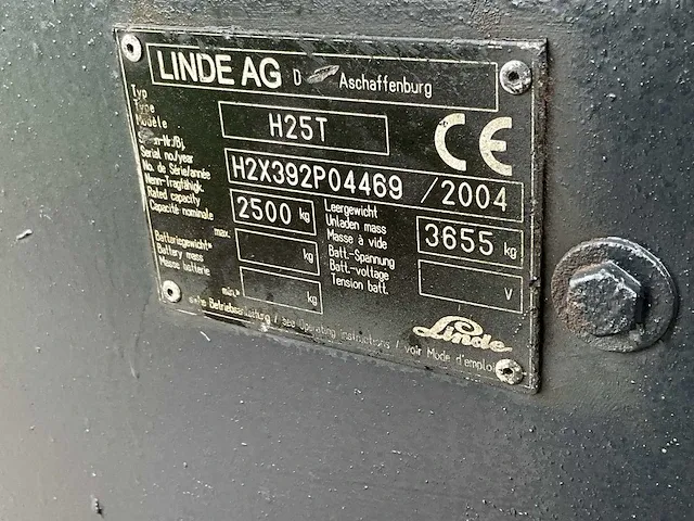 2004 linde h25t vorkheftruck - afbeelding 8 van  16