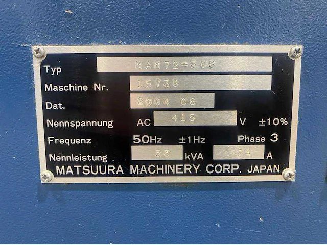 2004 matsuura mam72-3vs cnc horizontale machinecentra - afbeelding 27 van  28