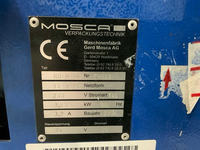 2004 mosca ro-m-p4 omsnoeringsmachine automatisch - afbeelding 7 van  8