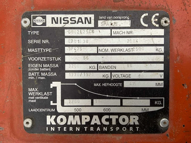 2004 nissan g002l25cm vorkheftruck - afbeelding 18 van  27