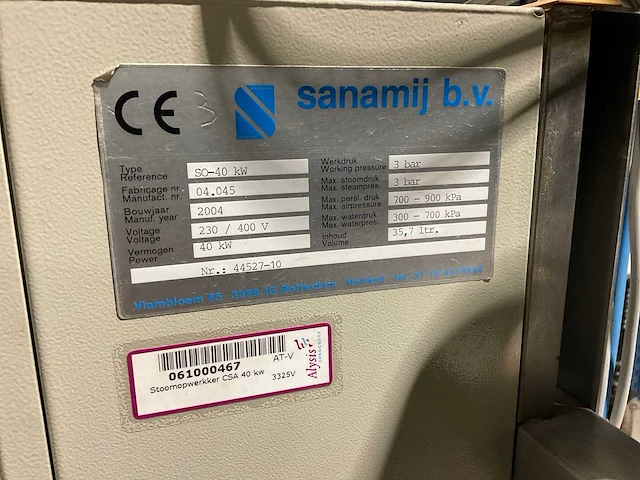 2004 sanamij so-40 kw stoomopwek installatie - afbeelding 8 van  8