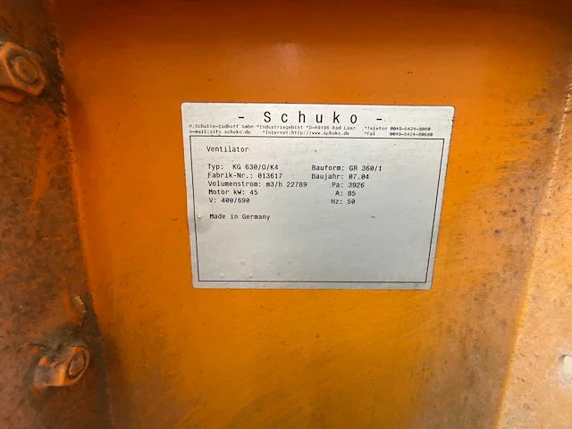 2004 schuko spaan/stof afzuiginstallaties v.v. 45kw aanzuigventilator, 11kw transportventilator, besturingskasten en filterzakken - afbeelding 18 van  24