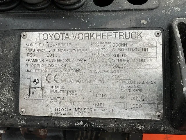 2004 toyota 42-7fgf15 vorkheftruck - afbeelding 4 van  12