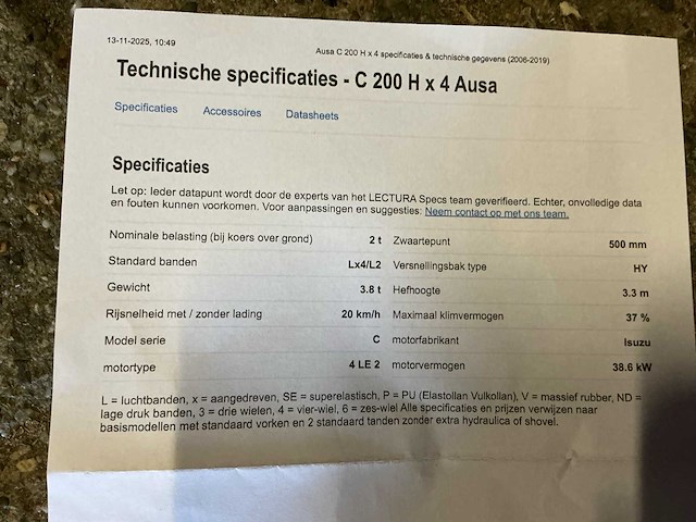 2005 ausa ch200h vorkheftruck - afbeelding 29 van  36