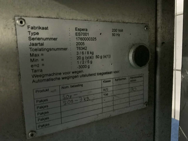 2005 espera es7001 weigh price labeler inclusief roterende tafel - afbeelding 9 van  9