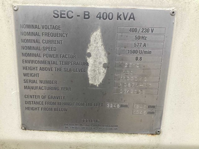 2005 fimag sec - b 400 kva stroomgenerator - afbeelding 14 van  15