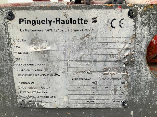 2005 haulotte compact10n hoogwerker - afbeelding 10 van  19