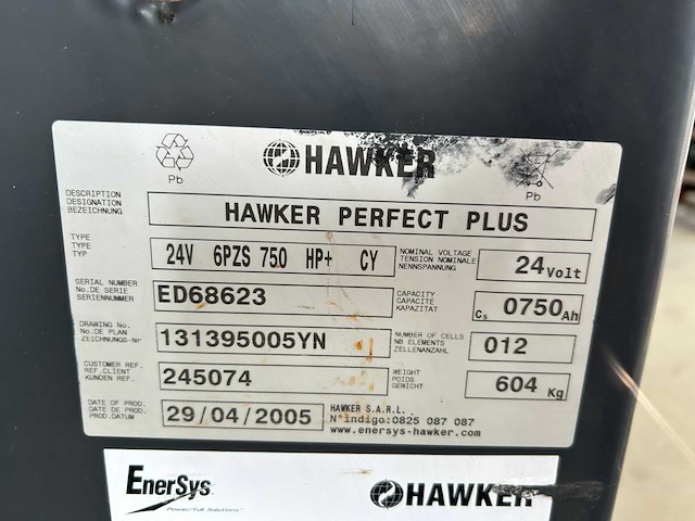 2005 hawker 24v6pzs750 accu pakket - afbeelding 4 van  4
