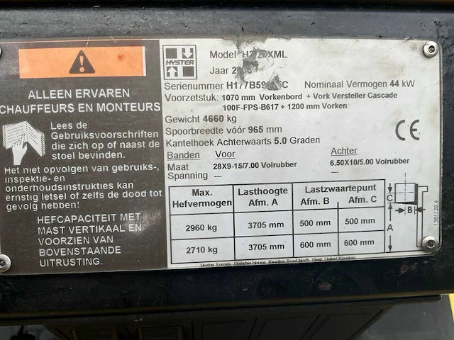 2005 hyster h3.20xml vorkheftruck - afbeelding 9 van  18