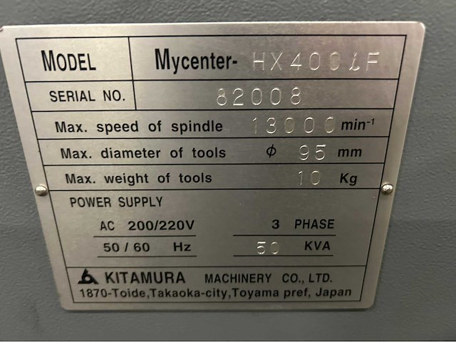 2005 kitamura mycenter hx 400ia cnc universal machinecentrum - afbeelding 14 van  21