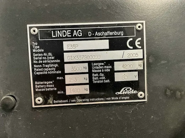 2005 linde e35p 337-02 vorkheftruck - afbeelding 4 van  12