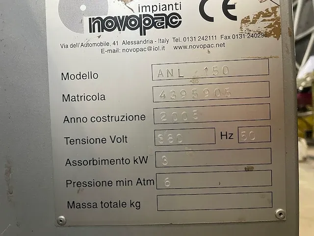 2005 novopac anl 150 glas inpakmachine en folie snijmachine - afbeelding 13 van  36
