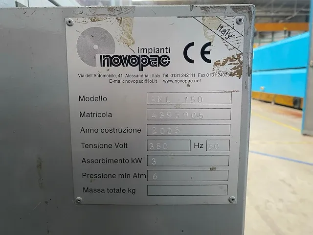 2005 novopac anl 150 glas inpakmachine en folie snijmachine - afbeelding 34 van  36