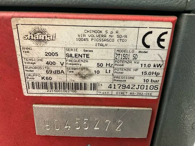 2005 shamal zt1501sd luchtcompressor - afbeelding 9 van  14