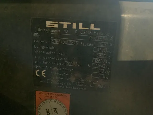 2005 still r60-50 vorkheftruck - afbeelding 11 van  22