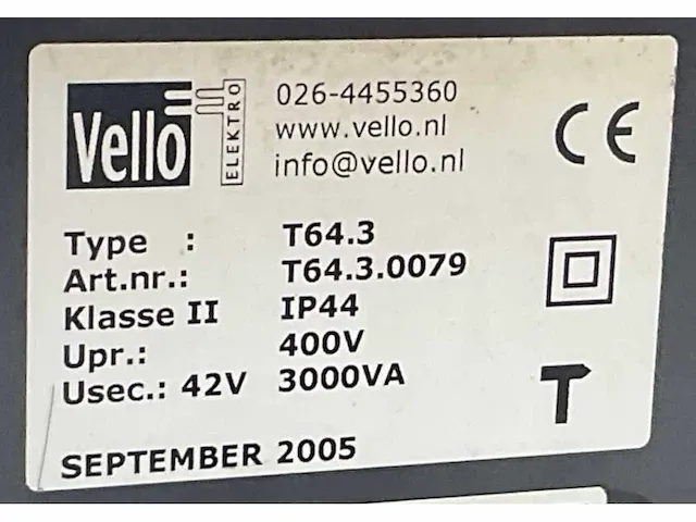 2005 vello t64-3 bouw aansluitkast / omvormer - afbeelding 6 van  6