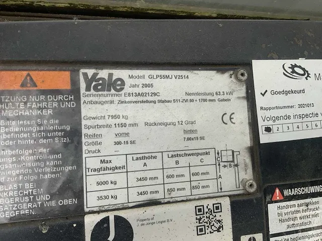 2005 yale glp55mj v2514 vorkheftruck - afbeelding 10 van  19