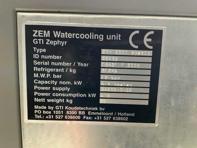 2005 zephyr zem 2500 waterkoeler - afbeelding 6 van  6