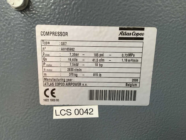 2006 atlas c opco gx 7 schroefcompressor - afbeelding 8 van  8