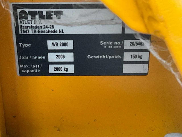 2006 atlet wb2000 hand hydraulische palletwagen met weeginstallatie - afbeelding 6 van  6