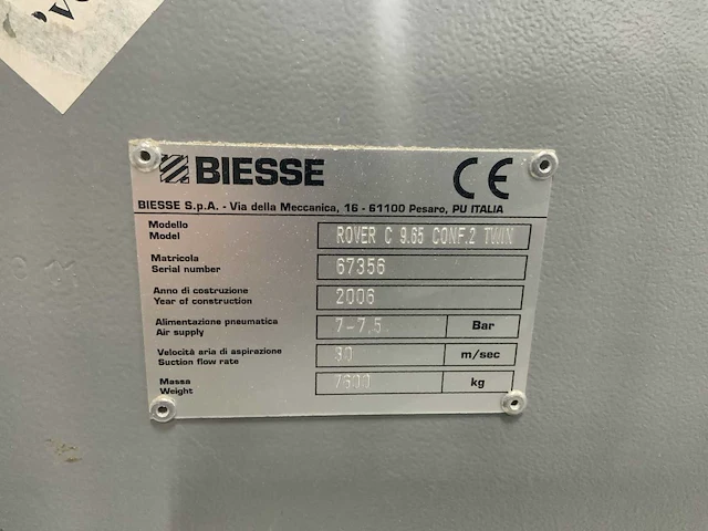 2006 biesse rover c-9.65 conf.2 twin cnc-hout bewerkingscentrum - afbeelding 28 van  35