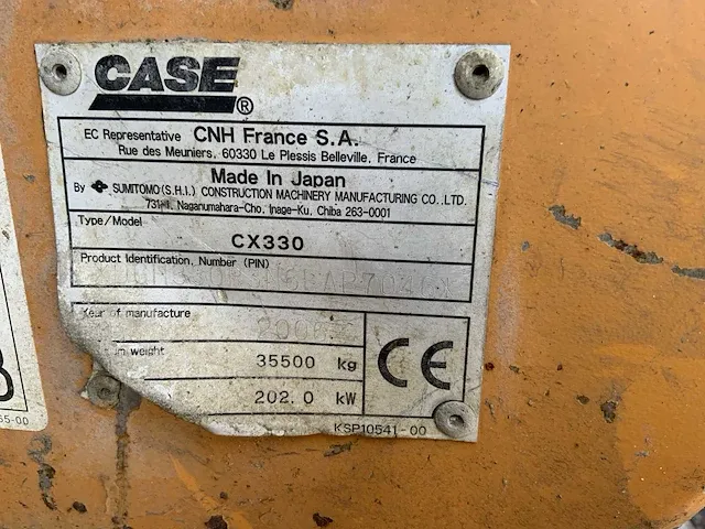 2006 case cx330 rupsgraafmachine - afbeelding 29 van  35
