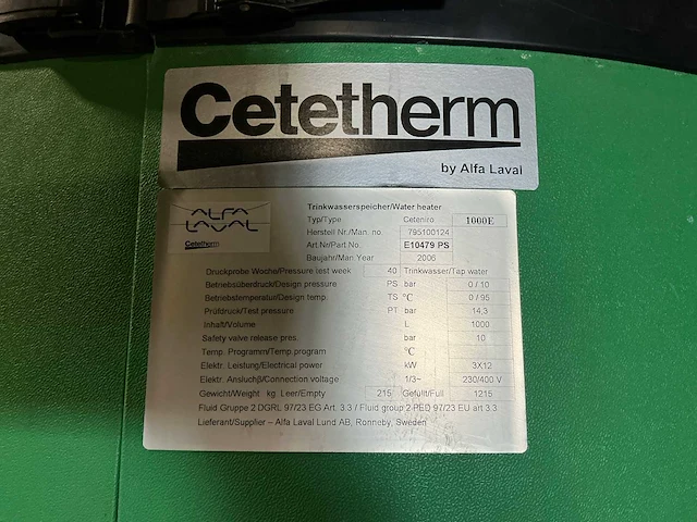 2006 cetetherm/alfa-laval 1000e boiler - afbeelding 4 van  7