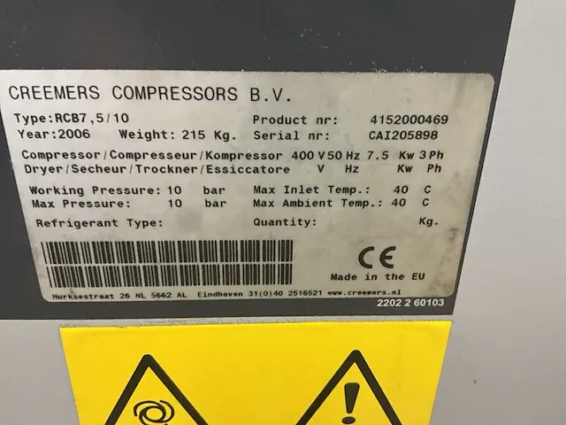 2006 creemers rcb7,5 / 10 schroefcompressor - afbeelding 3 van  13