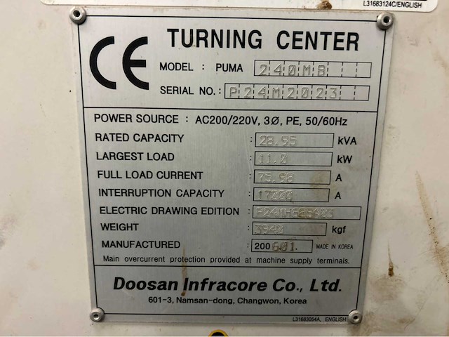 2006 doosan puma 240m cnc-draaibank - afbeelding 11 van  19