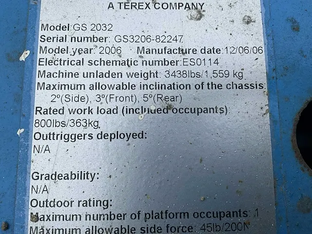 2006 genie gs-2032 hoogwerker - afbeelding 2 van  10