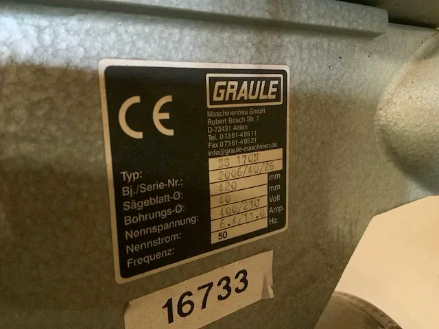 2006 graule/tigerstop zs170n/ts4.8l semi automatische akortcirkelzaagmachine - afbeelding 5 van  9